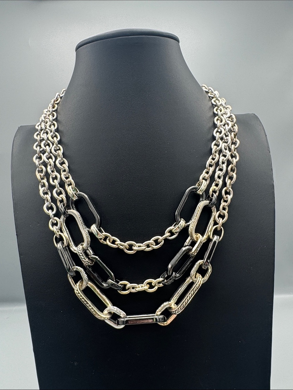 Dana Buchman Multi-Strand Mixed Metal Link Necklace